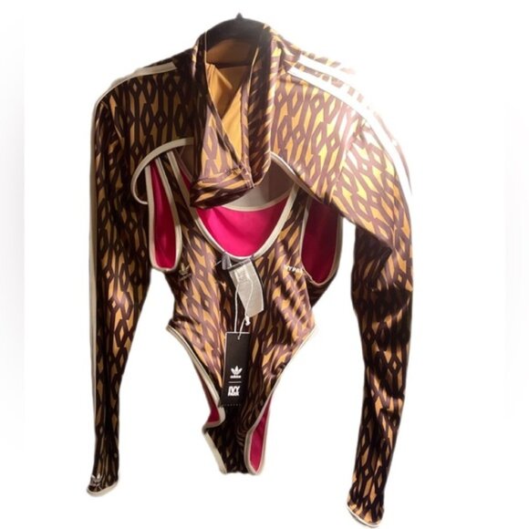 NWT Adidas Ivy Park paradise Trendy Reversible Stretch Bodysuit with Shrug S - Picture 3 of 4